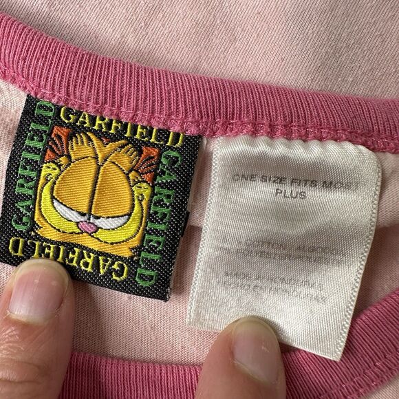 Vintage 90s Garfield Yes I Am Ignoring You Night Sleep Shirt Pink One Size - Picture 5 of 15